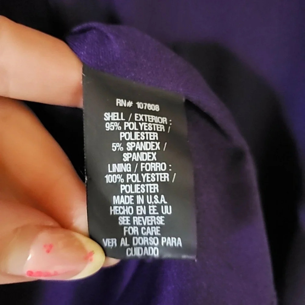 Leslie Fay Dress Womens 14 Purple Solid 3/4 Sleeve Scoop Neck Swing Knee Length